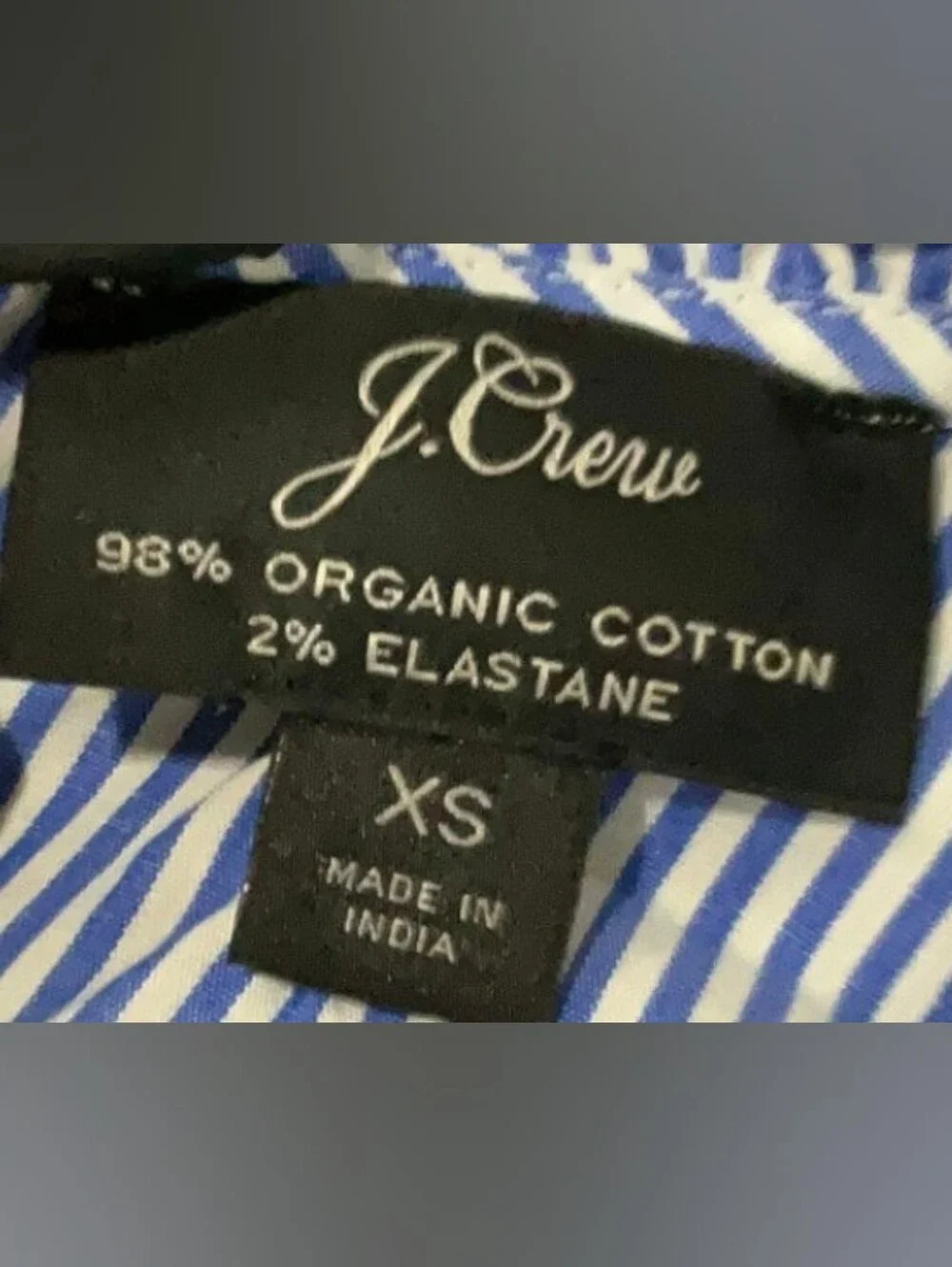 J. CREW 🦚 Pin Stripe Cotton Ruffle Neck Blouse 🦚 Sz XS ⚜️ LN/EUC